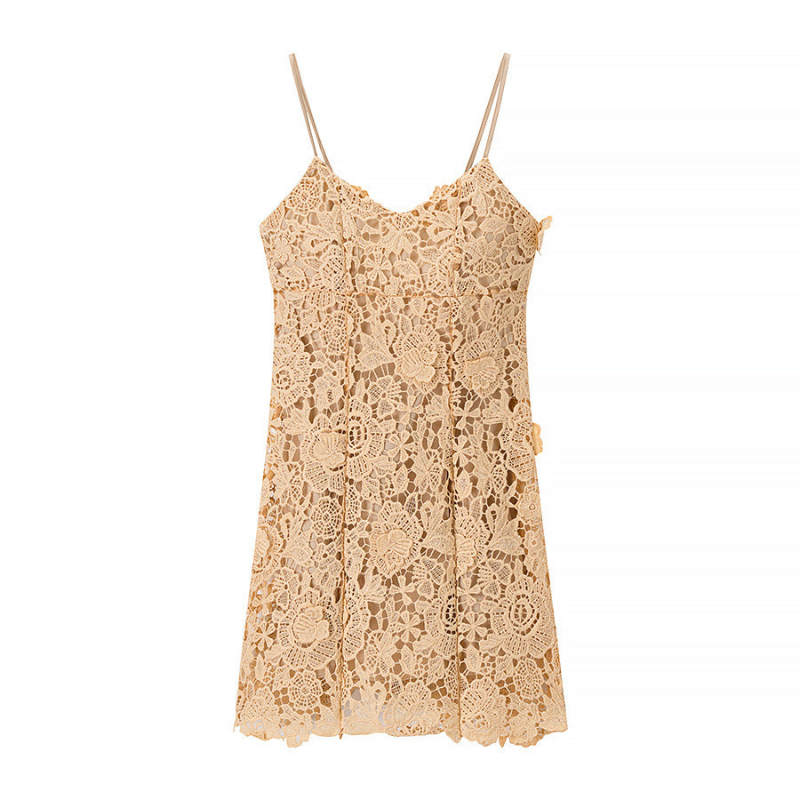 Damen Spitzensommerkleid mit zartem Trägerdesign EB