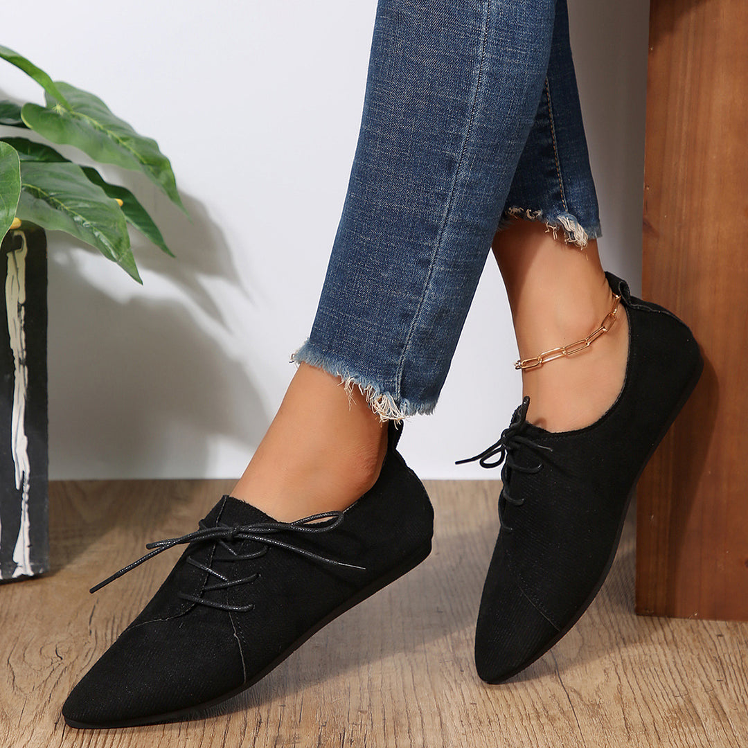 Damen elegante Schnürschuhe mit spitzem Zehenbereich und weichem Obermaterial EB