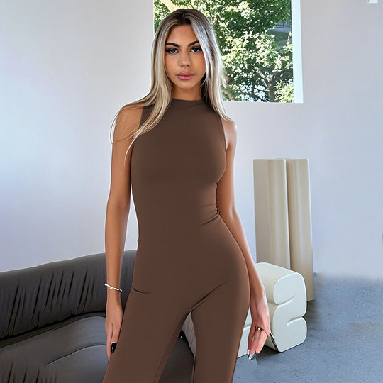 Damen Fließender Jumpsuit mit ausgestellt Bein EB