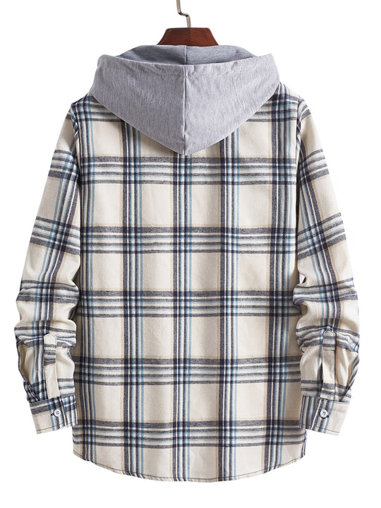Herren Übergangsbluse mit Kapuze und kariertem Design EB