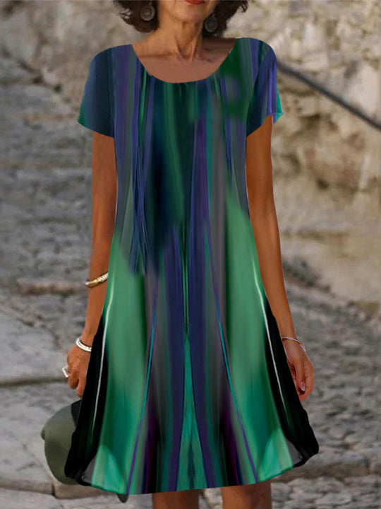 Damen lässiges Sommerkleid mit modernen Mustern und femininem Schnitt EB