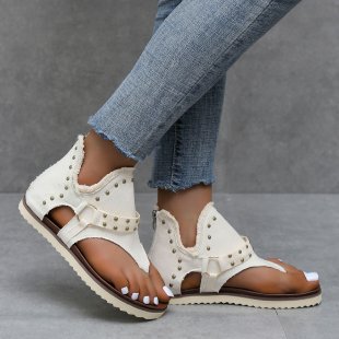 Damen Elegante und komfortable Zehentrenner-Sandalen mit modischen Nieten EB
