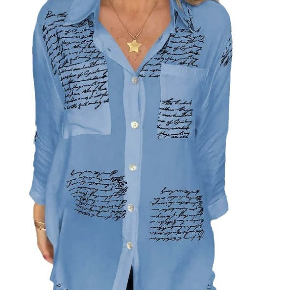 Damen Bluse mit modernem Schreibdesign und lockerer Passform EB