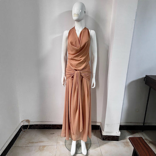Damen Elegantes langes Abendkleid mit raffiniertem Halternetz EB