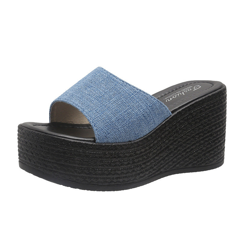 Damen Wedge-Pantoletten mit eleganter Textil-Oberfläche und komfortablem Fußbett EB