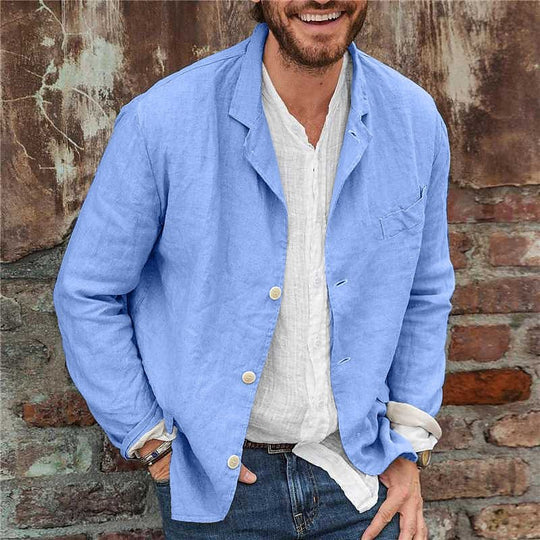 Herren Leichte Leinenjacke mit lässigem Schnitt und praktischen Taschen EB