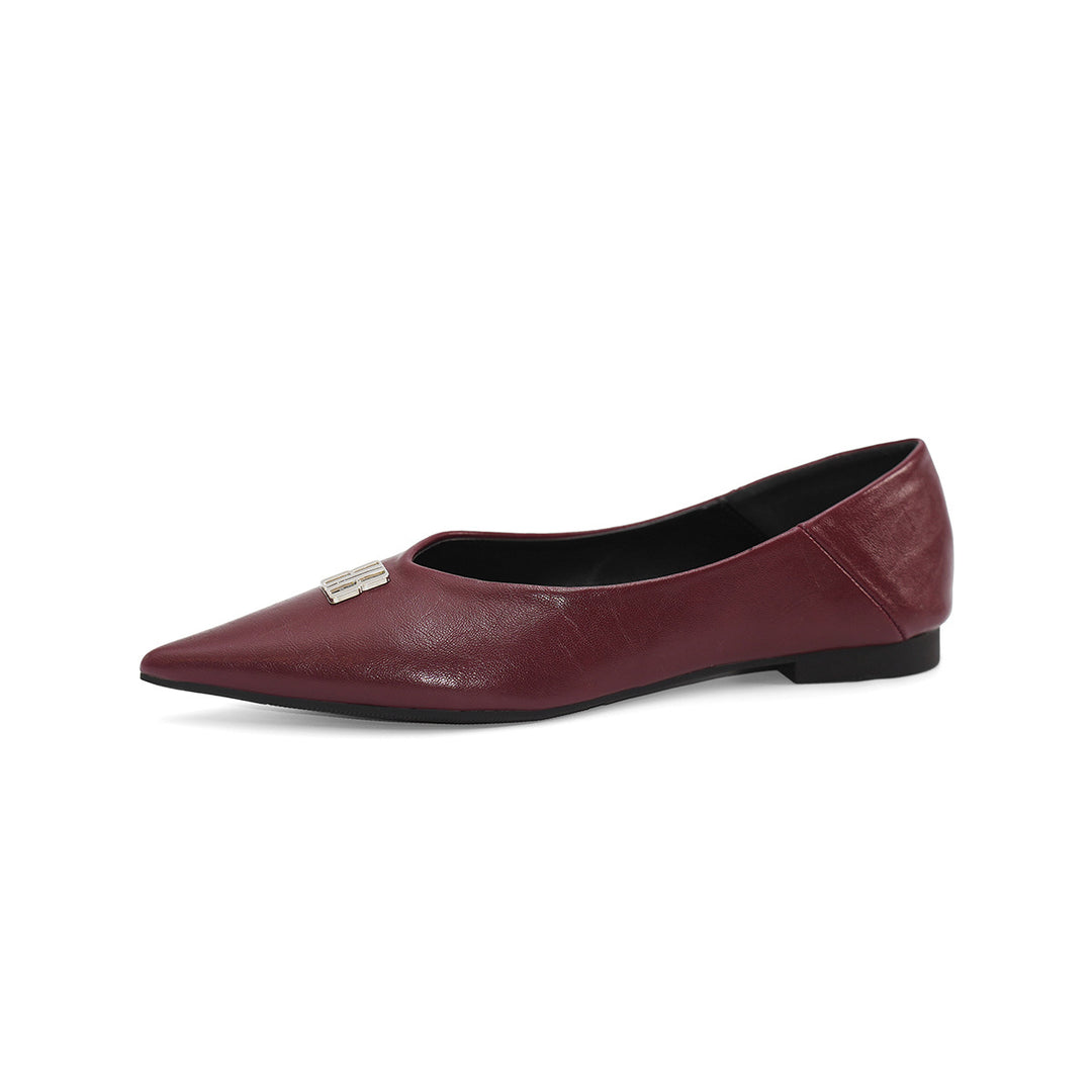Damen elegante Ballerinas mit spitzem Zehenbereich und schimmerndem Schnallenakzent EB