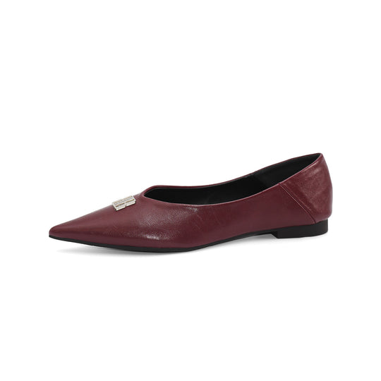 Damen elegante Ballerinas mit spitzem Zehenbereich und schimmerndem Schnallenakzent EB