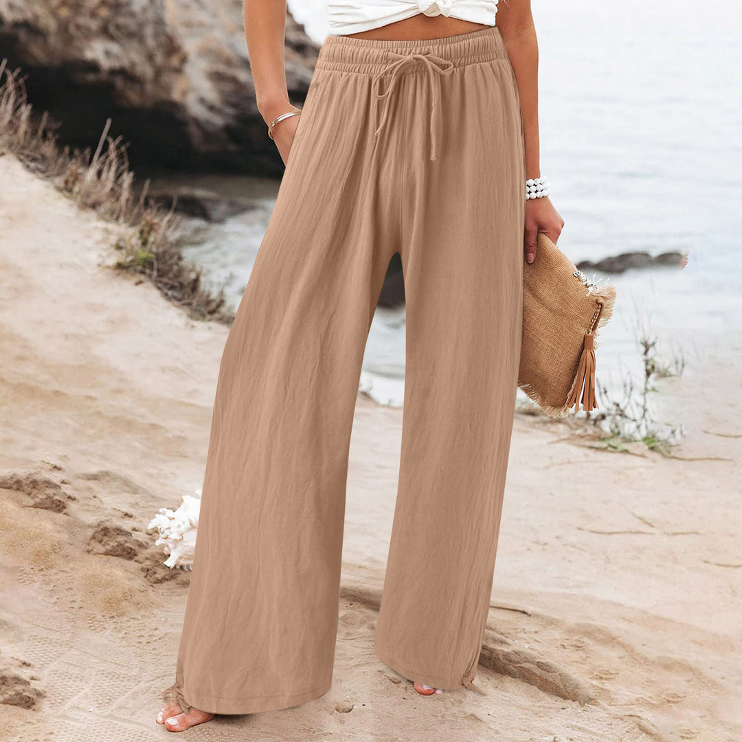 Damen Weite hose mit elastischem Bund und praktischen Taschen EB