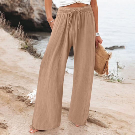 Damen Weite hose mit elastischem Bund und praktischen Taschen EB