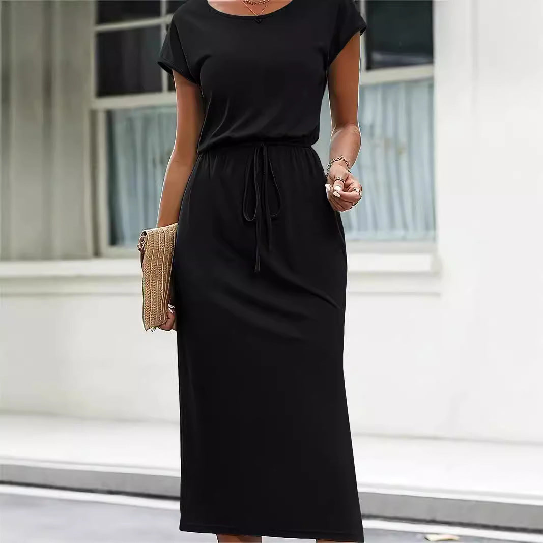 Damen Midi-Kleid mit elastischem Bund EB
