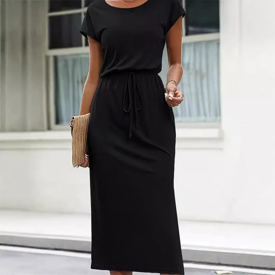 Damen Midi-Kleid mit elastischem Bund EB