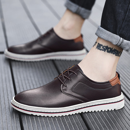 Herren Elegante Freizeit-Schnürschuhe aus hochwertigem Leder EB