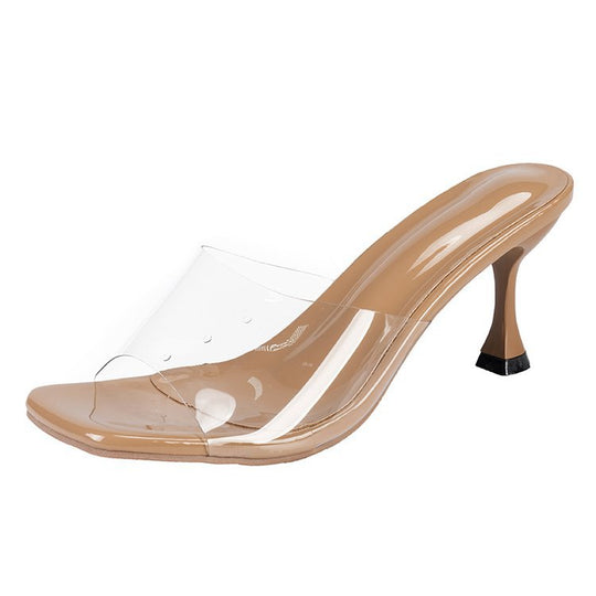 Damen Transparente Mules mit elegantem Blockabsatz EB