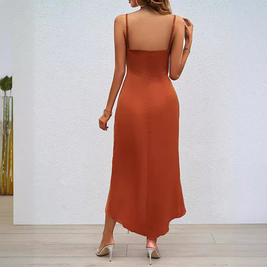 Damen Midikleid mit raffiniertem Wickeldesign und verstellbaren Trägern EB