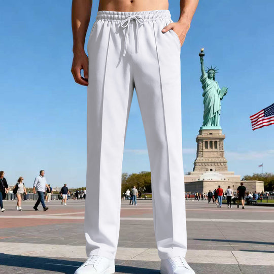 Herren nan elegante Sweathose mit Bügelfalte geradem Bein und Tunnelzug EB