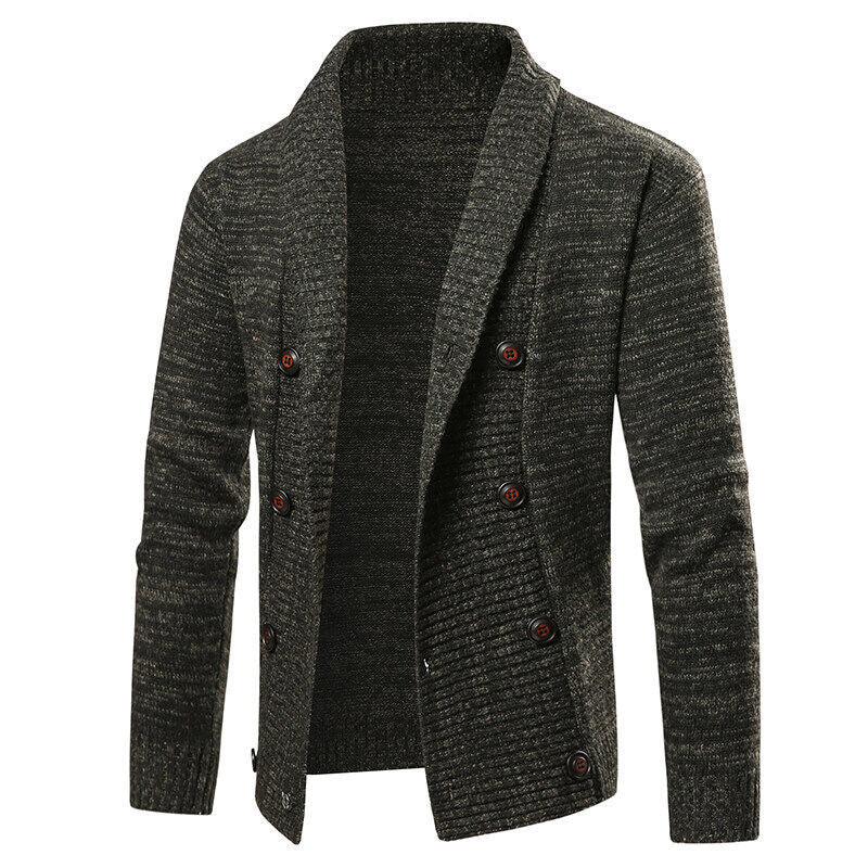 Herren nan Strickjacke mit Schalkragen und doppelter Knopfleiste EB