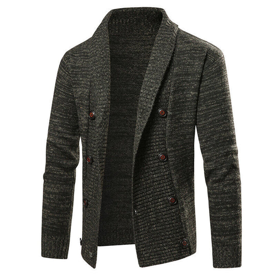 Herren nan Strickjacke mit Schalkragen und doppelter Knopfleiste EB