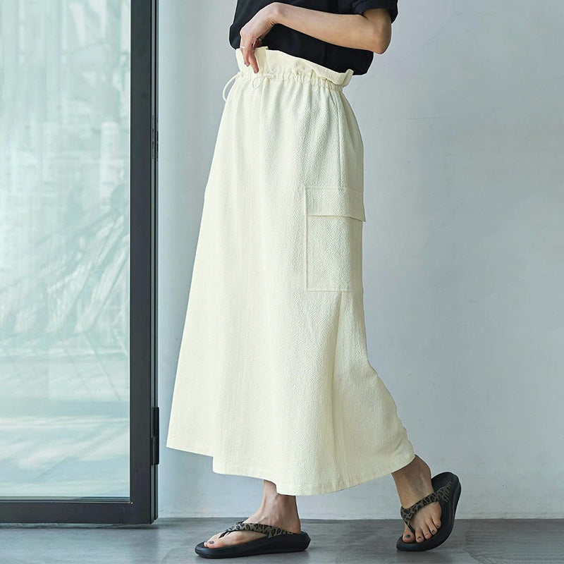 Damen Maxi-Rock mit elastischem Bund und praktischen Taschen EB