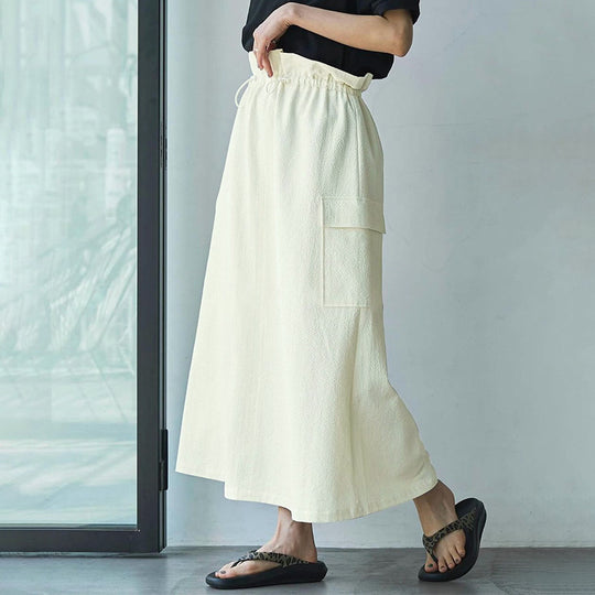 Damen Maxi-Rock mit elastischem Bund und praktischen Taschen EB