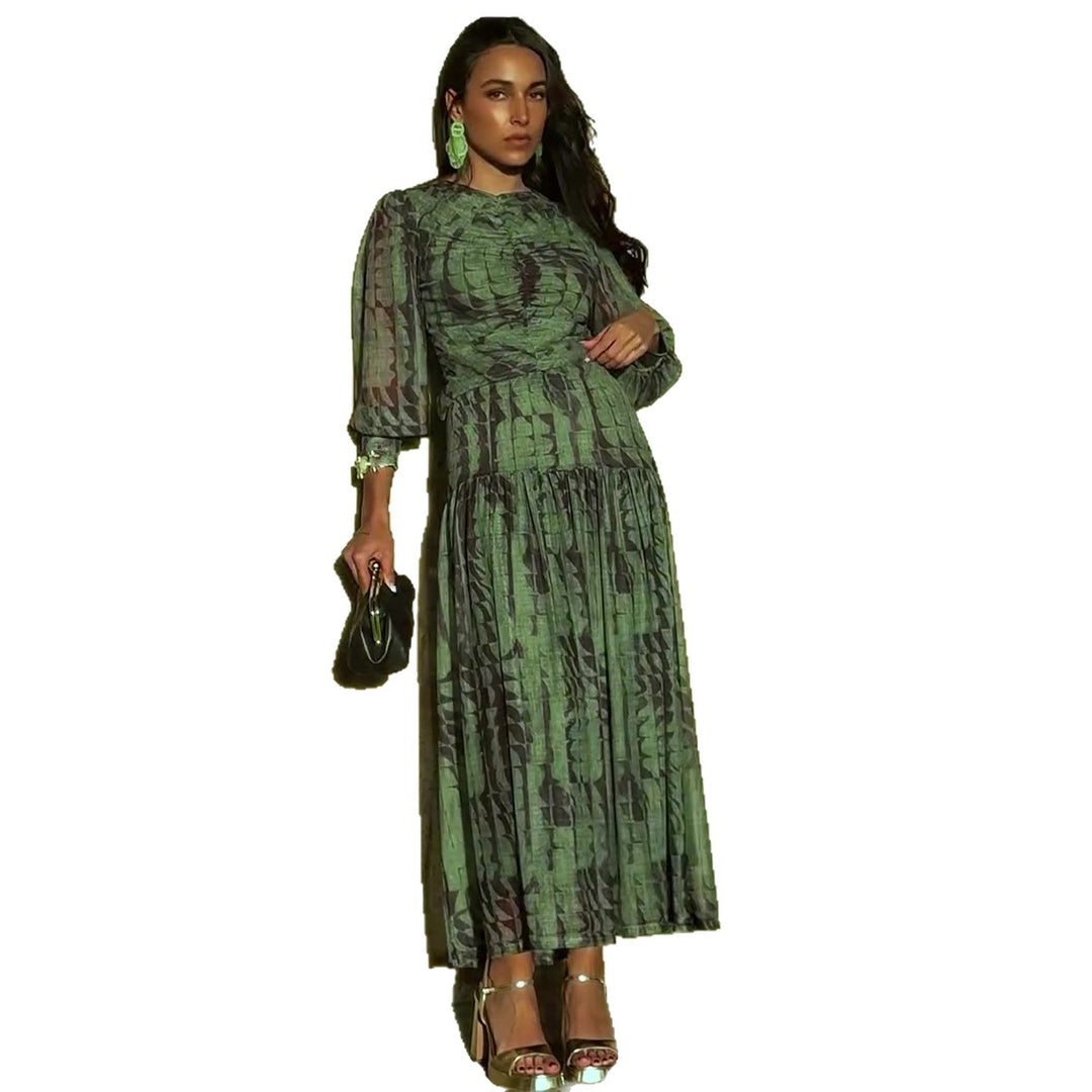 Damen Midikleid mit raffinierten Falten und V-Ausschnitt EB