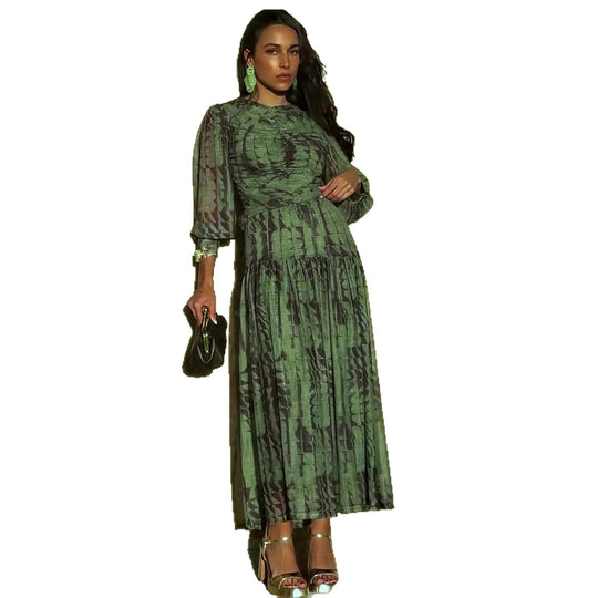 Damen Midikleid mit raffinierten Falten und V-Ausschnitt EB