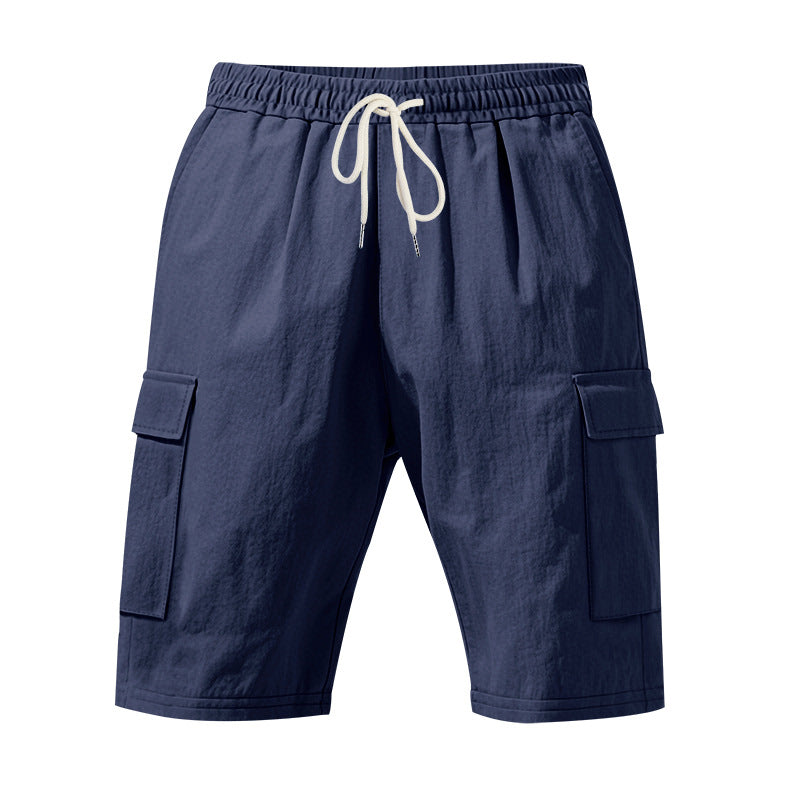 Herren nan Reise- und Outdoor-Bermuda mit elastischem Kordelbund, Sicherheits-Innentasche und aufgesetzten Klappentaschen EB