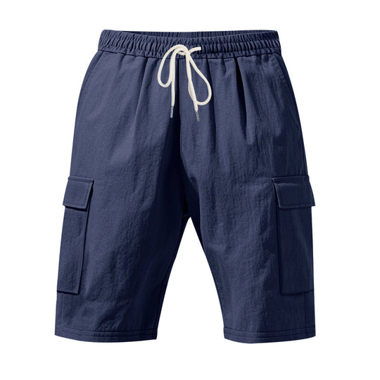 Herren nan Reise- und Outdoor-Bermuda mit elastischem Kordelbund, Sicherheits-Innentasche und aufgesetzten Klappentaschen EB