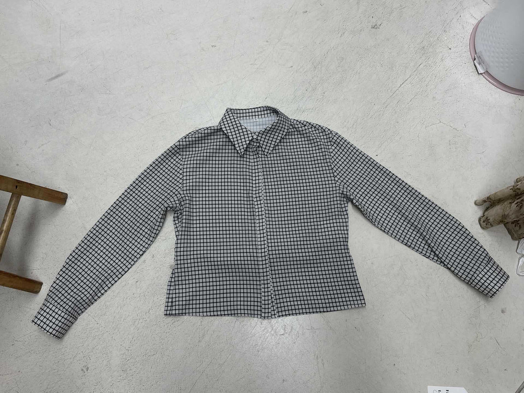 Damen nan taillierte Karobluse mit verdeckter Knopfleiste und geformter Miedernaht EB