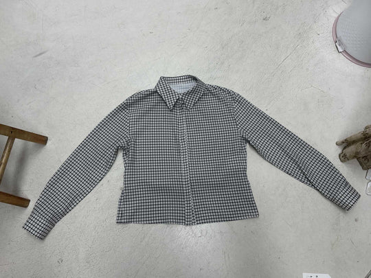 Damen nan taillierte Karobluse mit verdeckter Knopfleiste und geformter Miedernaht EB