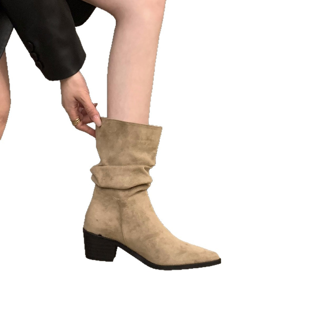Damen Stiefeletten mit gerafftem Schaft und spitzem Fußteil EB