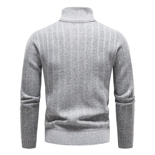 Herren eleganter Strickpullover mit Stehkragen und kurzer Reißverschluss EB