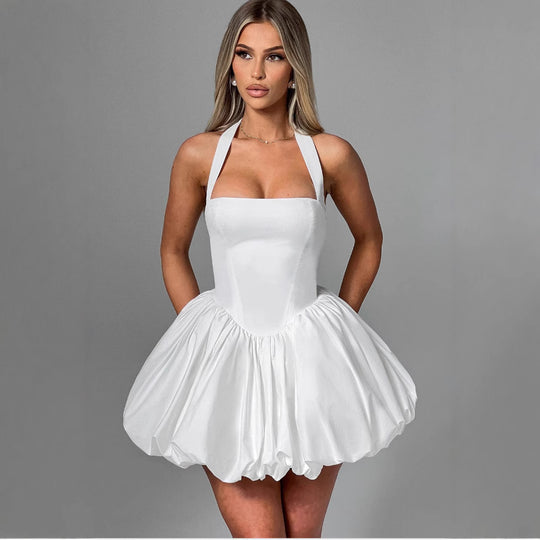 Damen Ballonkleid mit Schnittführung und großzügigem Ausschnitt EB