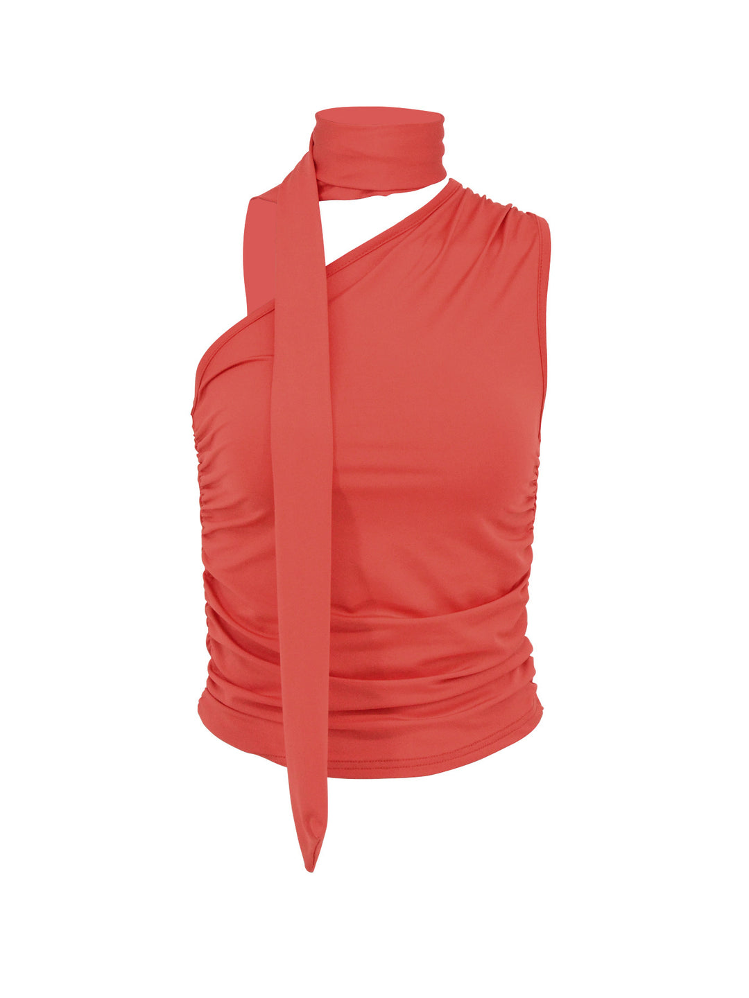 Damen asymmetrisches Top mit bindbaren Schlaufen und Raffung EB