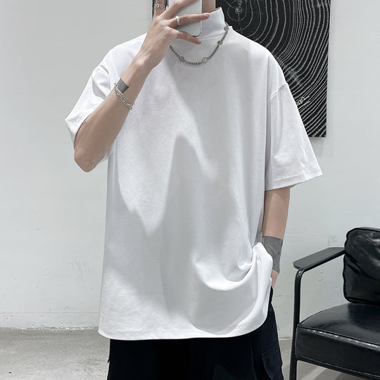 Herren nan oversized Rollkragen-T-Shirt mit halblangen Ärmeln und lässiger Boxy-Passform EB