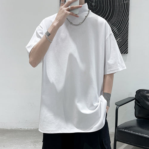 Herren nan oversized Rollkragen-T-Shirt mit halblangen Ärmeln und lässiger Boxy-Passform EB
