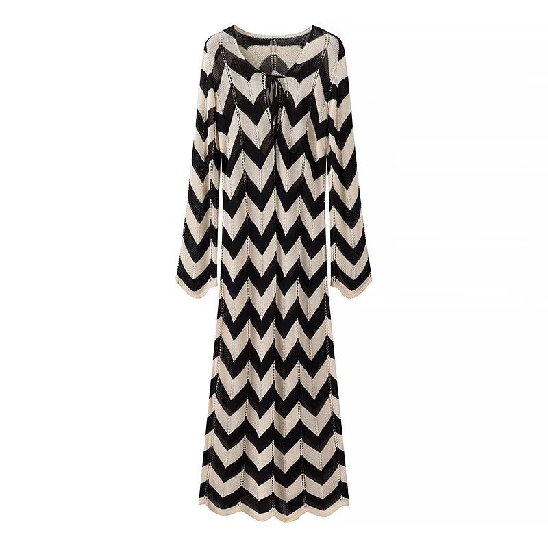 Damen Maxikleid mit zigzag Muster EB