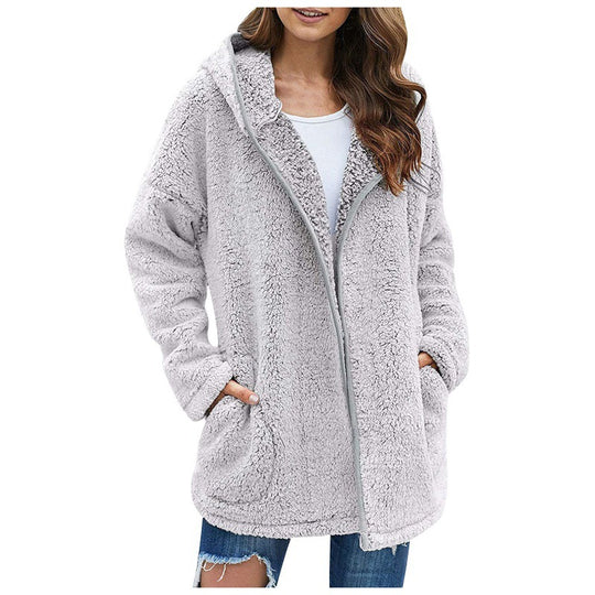 Damen kuschelige Fleecejacke mit weitem Schnitt und hochwertiger Verarbeitung EB