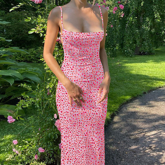 Damen Spaghettiträgerminikleid mit floralem Design und figurbetontem Schnitt EB