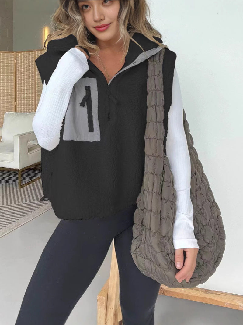 Damen Stepp-Weste mit hohem Kragen und praktischer Brusttasche EB