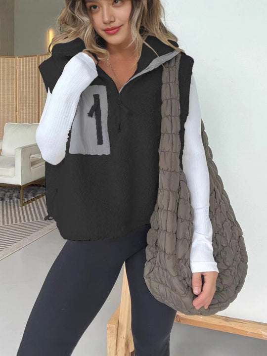 Damen Stepp-Weste mit hohem Kragen und praktischer Brusttasche EB
