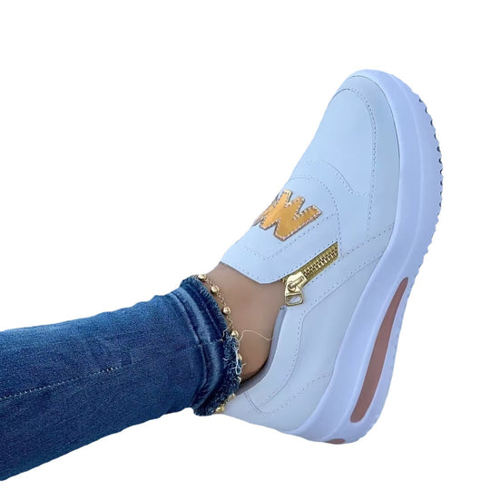 Damen Slip-On Sneakers mit dekorativem Reißverschluss und stilvollem Design EB