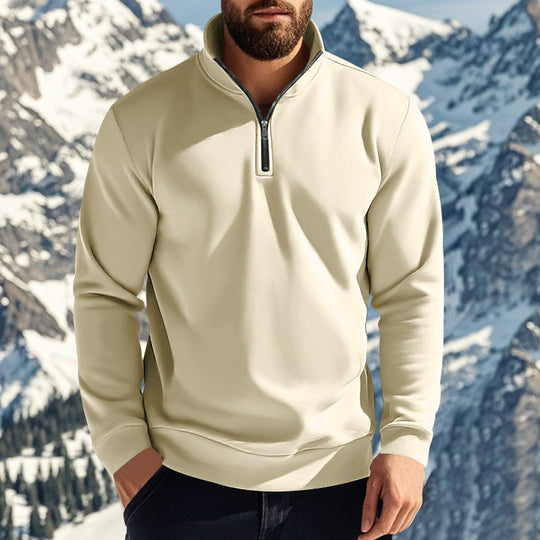 Herren nan komfortables Halbzip-Sweatshirt mit Stehkragen, leicht angerauter Innenseite und geripptem Saum EB