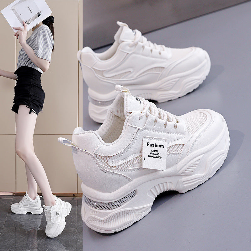 Damen modische Chunky Sneakers mit atmungsaktivem Obermaterial und dämpfendem Komfort EB