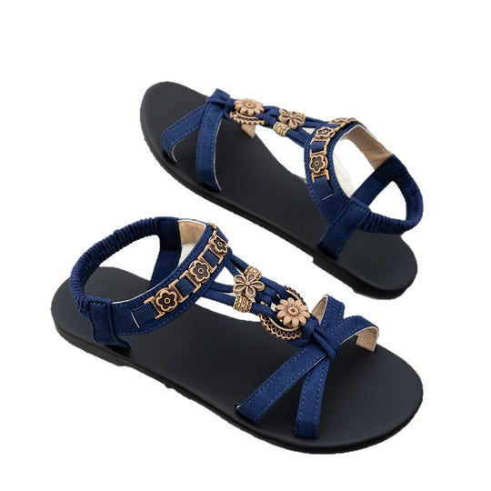 Damen Elegante und verspielte Freizeitsandalen mit floralem Design EB