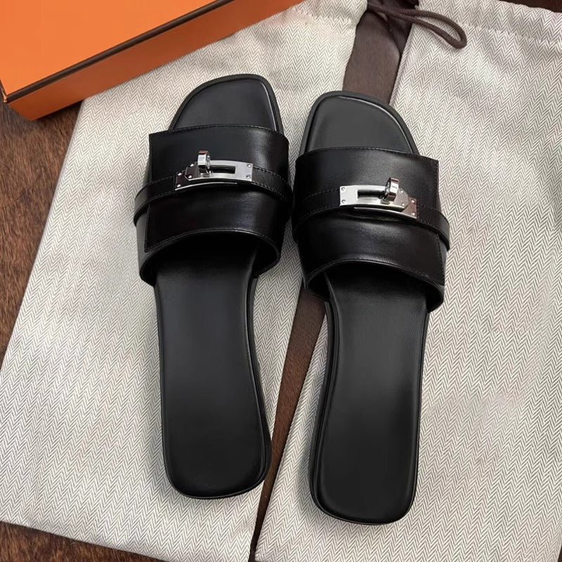 Damen Komfortable Slides mit modischem Riemendesign EB