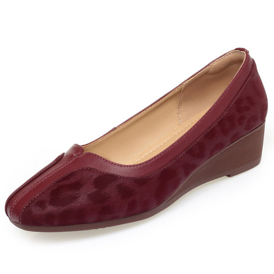 Damen Wedge-Pumps mit elegantem Leopardenmuster und komfortablem Fußbett EB