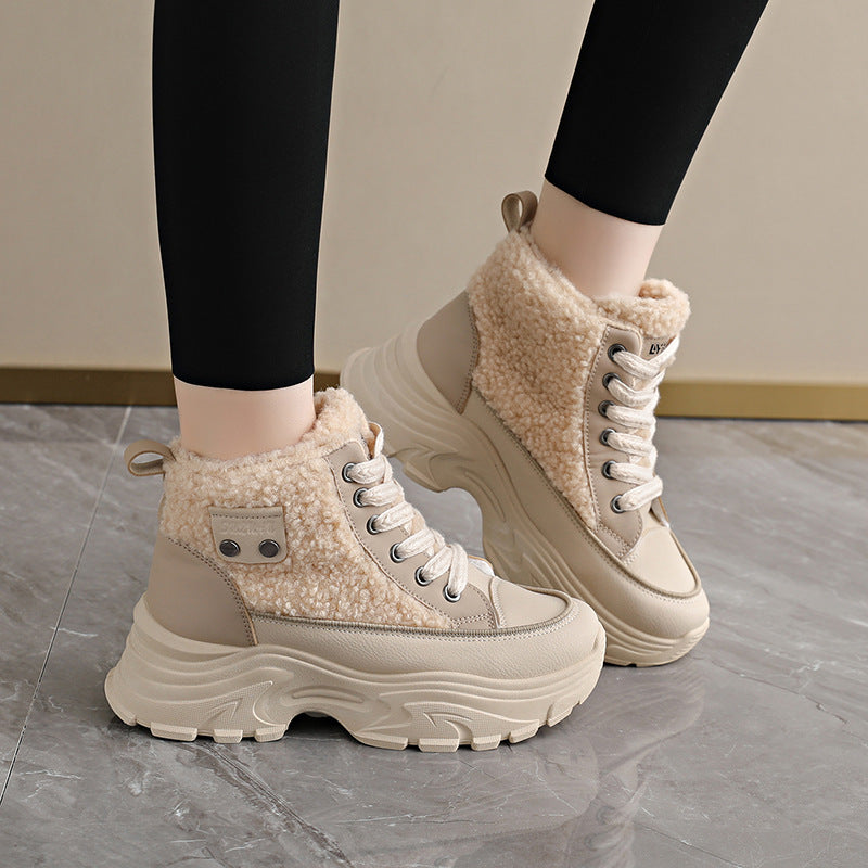 Damen warme High-Top Sneakers mit Teddyfutter EB