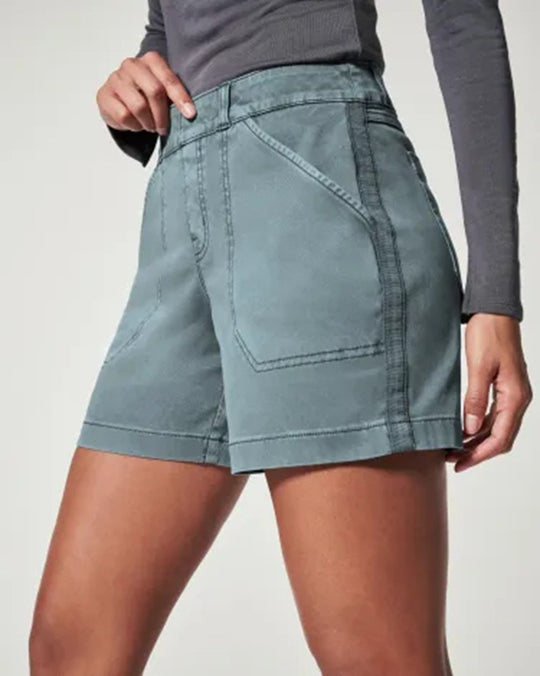 Damen modische Baumwoll-Shorts mit hoher Taille und seitlichen Taschen EB