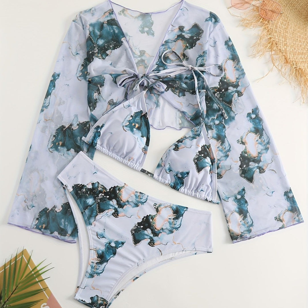 Damen Bikini Set mit transparenter Bluse EB